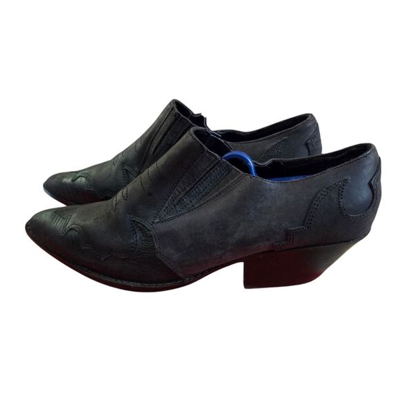 Click Vintage 90s Leather Westetn Ankle Boots Booties Size 10 10m - Picture 6 of 11